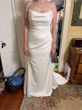 galina signature strapless draped satin mermaid wedding dress Galina Signature, SWG985/Strapless Draped Satin Mermaid Dress Wedding Dress Save 42%